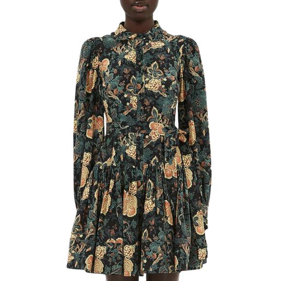 Ulla Johnson Simona Silk Long Sleeve Mini Dress in Nuit US 4 - Picture 3 of 8